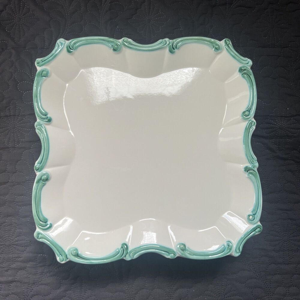 VTG The Haldon Group 1988 7pc Porcelain Square Scalloped 10.5” Dinner Plates Dec